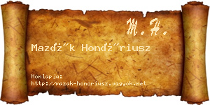 Mazák Honóriusz névjegykártya